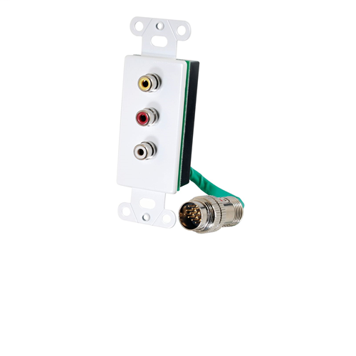 RapidRun® Composite Video + Stereo Audio Wall Plate - White