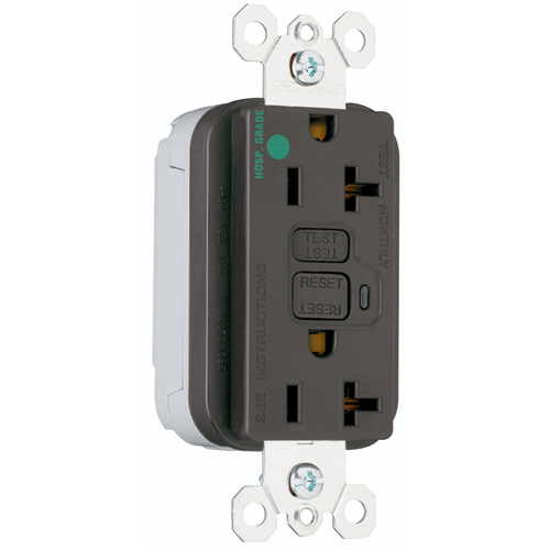 Product image for P&S PT2095-HGBK PLGTAIL GFCI HOSP GRD REC 20A 125V