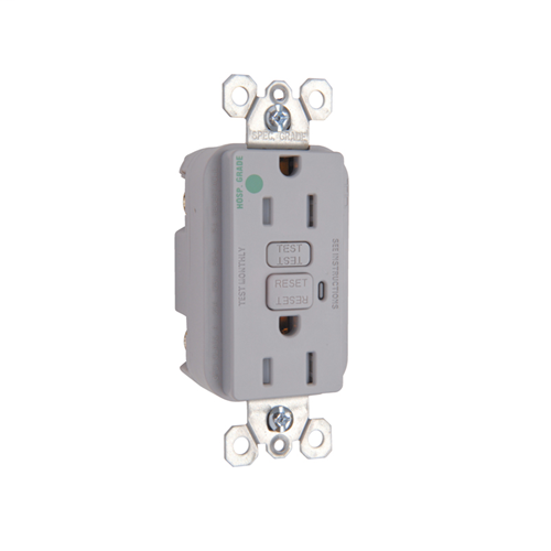 Product image for P&S 1595-HGTRGRY 15A GFCI RCPT