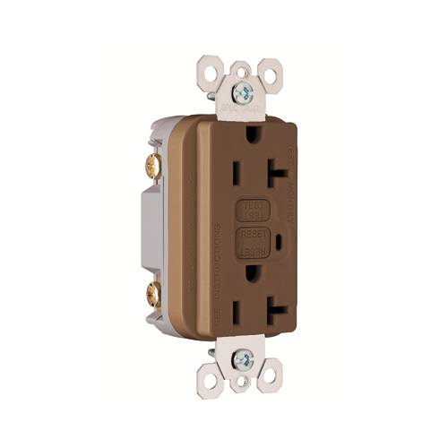 Pass & Seymour 2095 20 Amp 125 VAC 2-Pole 3-Wire NEMA 5-20R Thermoplastic Brown Duplex GFCI Receptacle Pass & Seymour 2095 20 Amp 125 VAC 2-Pole 3-Wire NEMA 5-20R Thermoplastic Brown Duplex GFCI Receptacle