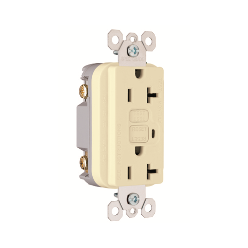 Product image for Pass & Seymour 2095-NAI NAFTA-Compliant Spec Grade GFCI Receptacle, 10kA SCCR, 20 Amp 125V Duplex GFCI - Ivory