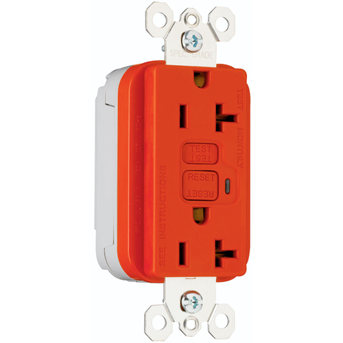 Pass & Seymour PT2095-RED 20 Amp 125 VAC 2-Pole 3-Wire NEMA 5-20R Red Thermoplastic Duplex GFCI Receptacle Pass & Seymour PT2095-RED 20 Amp 125 VAC 2-Pole 3-Wire NEMA 5-20R Red Thermoplastic Duplex GFCI Receptacle