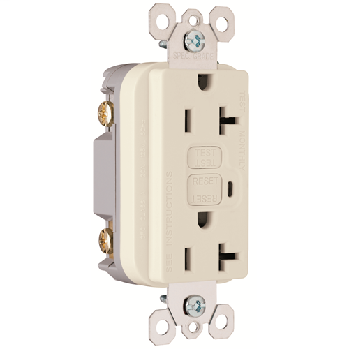 Product image for Pass & Seymour 2095LA GFCIReceptacle, 10kA SCCR,20A/125VAC, Light Almond