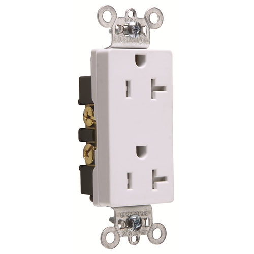 Product image for Pass & Seymour TR26352W Tamper Resistant Back and Side Wire 20 Amp 125 Volt White Decorator Spec Grade Receptacle