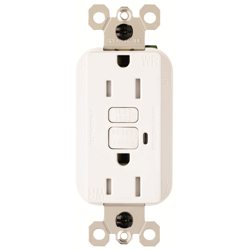 Product image for Pass & Seymour 1595TRWRW GFCI Receptacle Tamper-Resistant/Weather-Resistant, 10kA SCCR,15A 120V - White