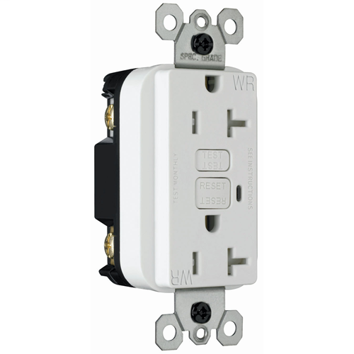 Spec Grade Weather-Resistant 20A Duplex GFCI, White