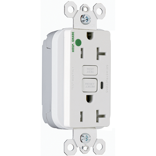 NAFTA-Compliant PlugTail™ Hospital Grade TR 20A Duplex GFCI, White