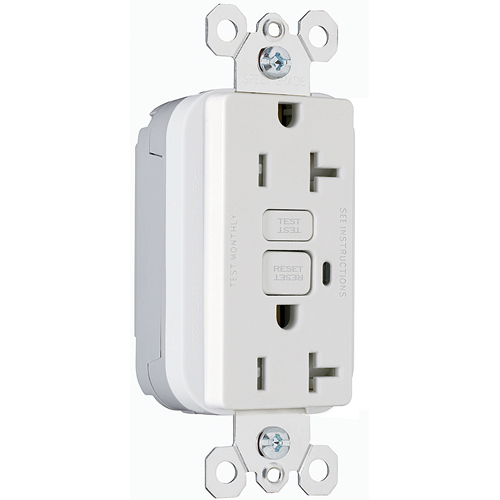 NAFTA-Compliant PlugTail™ Spec Grade Tamper-Resistant 20A Duplex GFCI, White