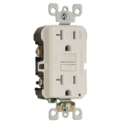 Product image for Pass & Seymour AF-20TRW 20A 125V AFCI Tamper-Resistant Receptacle, White