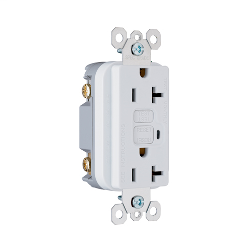 Spec Grade 20A Duplex GFCI Receptacle, White