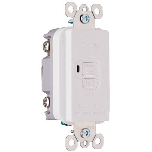Product image for Pass & Seymour 2085-W 20 Amp 125 VAC 2-Wire NEMA 5-20R White Thermoplastic Decorator Dead Front GFCI Receptacle