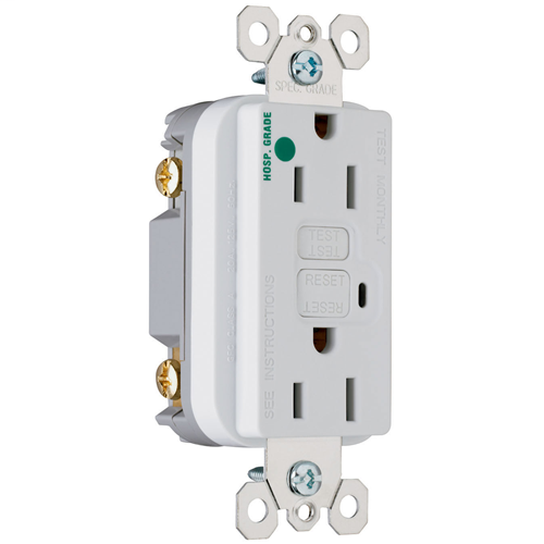 Hospital Grade 15A Duplex GFCI, White