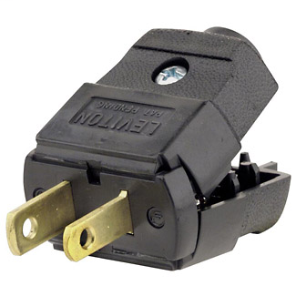 15-Amp, 125-Volt, Plug, Straight Blade, Residential Grade, Polarized, Non-Grounding, Black