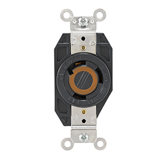 30 Amp, 125/250 Volt, NEMA L10-30R, 3P, 3W, Flush Mtg Locking Receptacle, Industrial Grade, Non-Grounding, V-0-MAX - BLACK