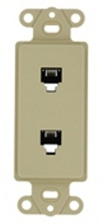 Decora Insert, 6P4C + 6P4C, Screw Terminals, Ivory