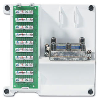 Product image for Leviton 47603-1G4 6.55 x 3.01 x 6.55 Inch 110 IDC 4-Way Pre-Configured Telephone and Video Panel