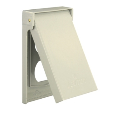 1-Gang Duplex Device Receptacle Wallplate, Weather-Resistant, Die-Cast Zinc, Device Mount, Vertical - Gray