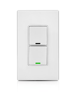 Vizia RF + 2-Button Scene Controller with Switches for Multi-Location Scene Control. White face assembled on device, ivory and almond faces included.