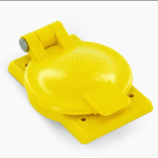 Weather-Resistant cover/plate with 3 inch diameter opening and hinged cover, for use with spider box -Yellow