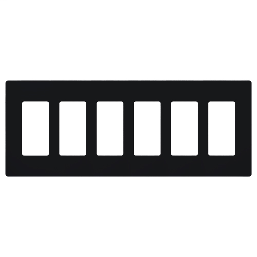 Claro Wallplate, Gloss Finish, Six-gang in black