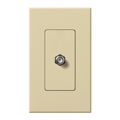F-style, 75-ohm coaxial cable, single port in ivory