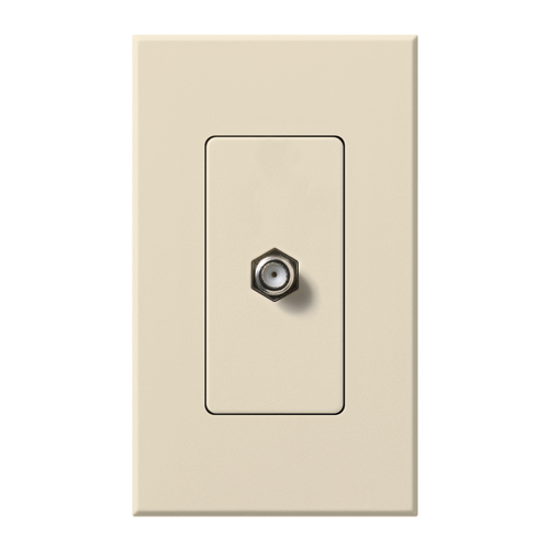 F-style, 75-ohm coaxial cable, single port in light almond