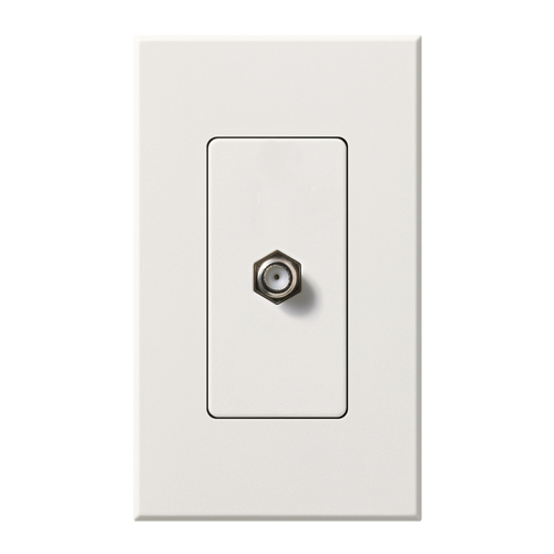 F-style, 75-ohm coaxial cable, single port in white