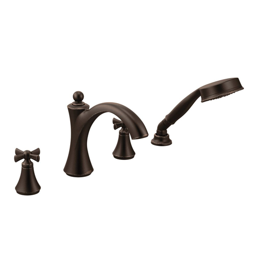 Wynford Oil rubbed bronze two-handle diverter roman tub faucet includes hand shower