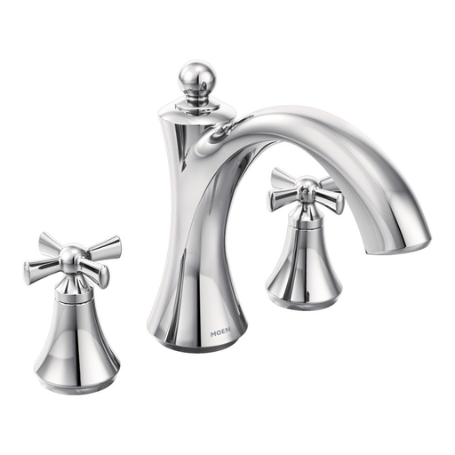 Wynford Chrome two-handle non diverter roman tub faucet