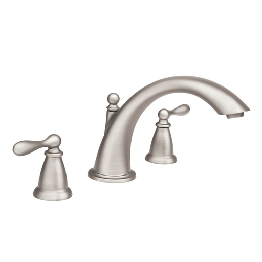 Caldwell Spot resist brushed nickel two-handle high arc roman tub faucet