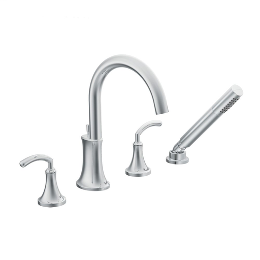 Icon Chrome two-handle high arc roman tub faucet includes hand shower