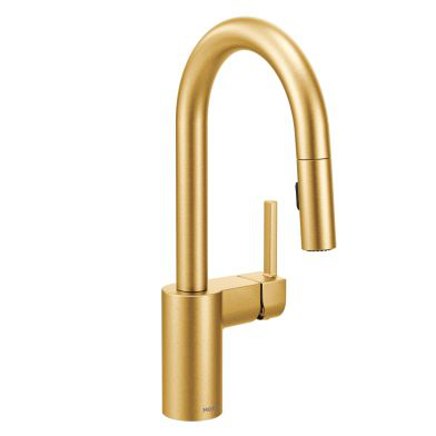 Align Brushed gold one-handle high arc pulldown bar faucet