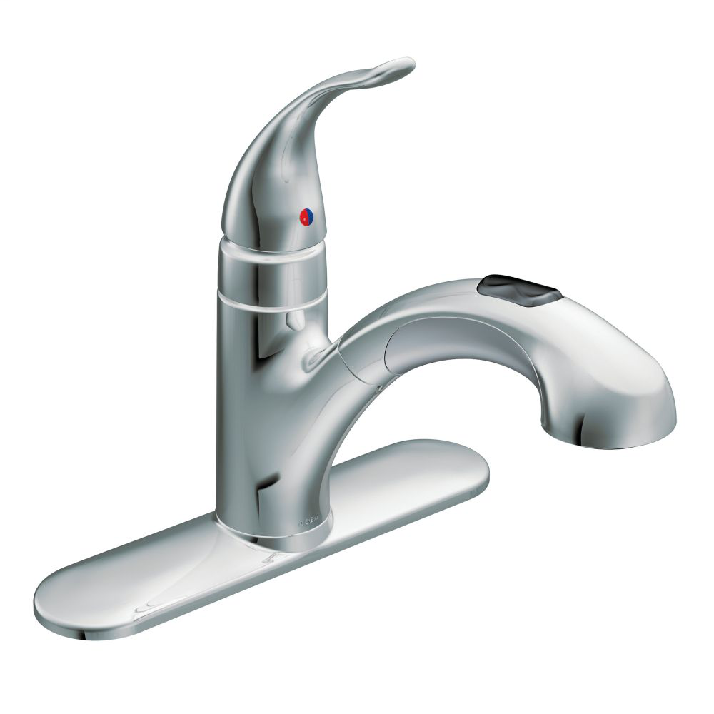 Integra Chrome one-handle low arc pullout kitchen faucet