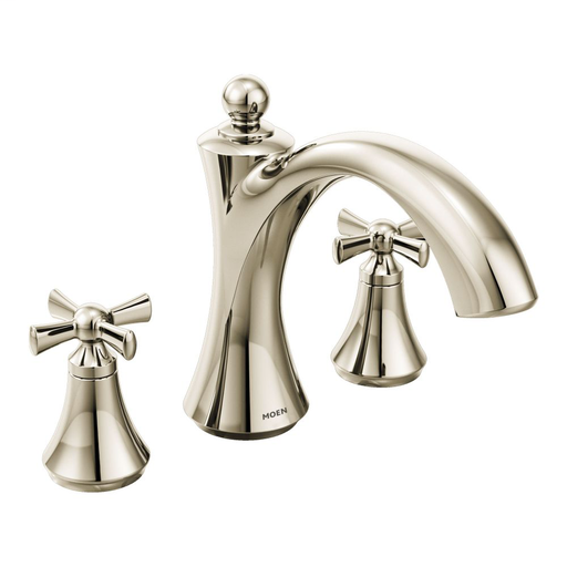 Wynford Polished nickel two-handle non diverter roman tub faucet