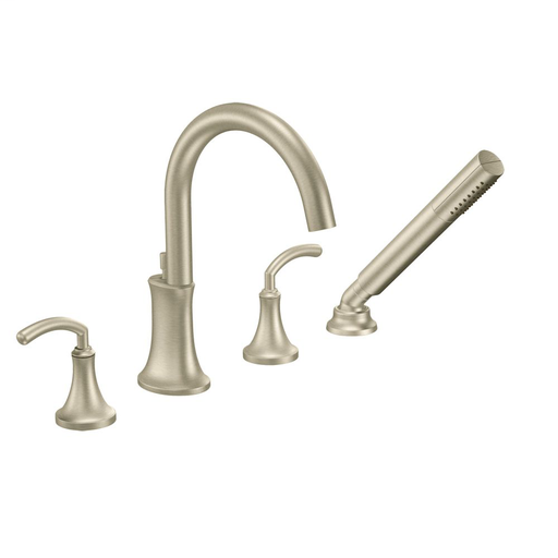Icon Brushed nickel two-handle high arc roman tub faucet includes hand shower