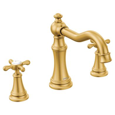 Weymouth Brushed gold two-handle high arc roman tub faucet