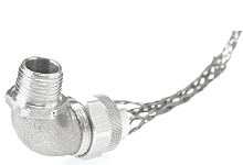 Liquid-Tight Grip Strain Relief, 1-1/4" NPT, 90° Angle Male, Mesh Length 0.133m (5.25")