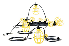 Product image for Woodhead 302SRLCA Pro-Yellow® Stringlight, 150W, 12/2 TC2 with 2.43m Lead 10 Sockets Guards Lamp-it-in-the-Box Canada, Overall Length 30.48m (100.0' )