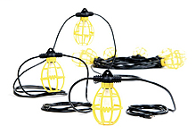 Product image for Woodhead 5000 Safety Yellow® Molded Stringlight, 200W, 14/2 SJTW with 2.43m Lead 10 Sockets Guards Lamp-it-in-the-Box, Overall Length 30.48m (100.0' )