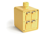 Product image for Woodhead 3210 Super-Safeway® Multiple Outlet Box, 2-Sided, F3 (3/4") Cord Grip Body, with (2) Double Duplex Cover Plates