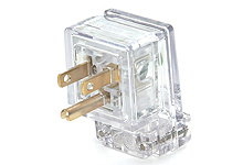 Woodhead 85050 Safeway® Right Angle Plug Hospital Grade, 2 Pole/3 Wire, NEMA 5-15, 125V, Transparent Product image for Woodhead 85050 Safeway® Right Angle Plug Hospital Grade, 2 Pole/3 Wire, NEMA 5-15, 125V, Transparent