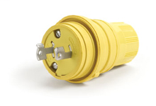 Product image for Woodhead 24W04 Watertite Extreme Plug, Locking Blade, 2 Pole/2 Wire, NEMA L1-15, 125V, Cord Grip Body Size F2, Silicone Husk