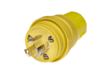 Product image for Woodhead 24W07 Watertite Extreme Plug with Locking Blade, 3 Pole/3 Wire, Non-NEMA, 15A/125V, 10A/250V, Cord Grip Body Size F2, Silicone Husk