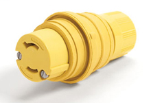 Product image for Woodhead 25W04 2-Pole 2-Wire 15 Amp 125 Volt NEMA L1-15 Yellow Locking Connector
