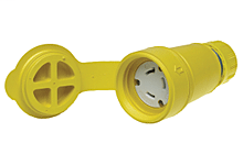 Product image for Woodhead 25W07 Watertite Extreme Connector with Locking Blade, 3 Pole/3 Wire, Non-NEMA, 15A/125V, 10A/250V, Cord Grip Body Size F2, Silicone Husk