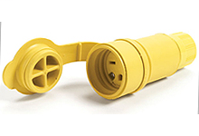 Product image for Woodhead 25W49 Watertite Extreme Connector with Locking Blade, 2 Pole/3 Wire, NEMA L6-15, 250V, Cord Grip Body Size F2, Silicone Husk