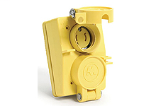 Product image for Woodhead 60W04DPLXWatertite® Receptacle with Duplex Flip Coverplates, 2 Pole/2 Wire, NEMA 1-15, 125V