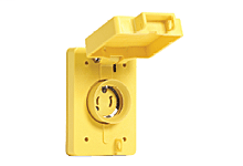 Product image for Woodhead 67W07Watertite® Receptacle with Single Flip Coverplate, 2 Pole/2 Wire, NEMA-L2-20, 250V