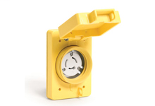 Product image for Woodhead 67W08Watertite® Receptacle with Locking Blade, Single Flip Coverplate, 3 Pole/3 Wire, Non-NEMA, 20A/250V