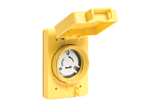 Watertite Receptacle with Single Flip Coverplate and Locking Blade, 2 Pole/3 Wire, NEMA L5-20, 125V